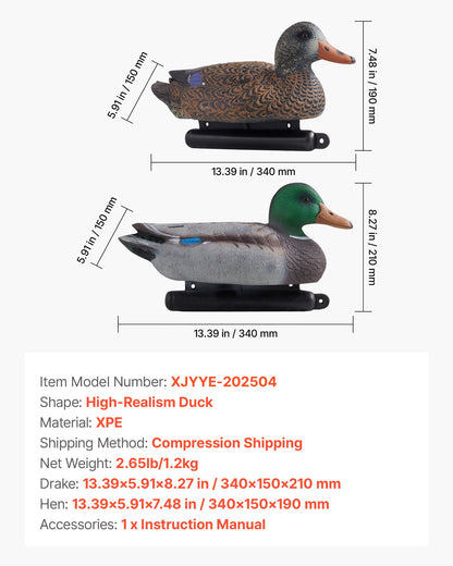 Anklockor, realistiska flytande anklockor, viktförskjutna simfångare, stöttåliga och tysta XPE-anklockor för utomhusjakt, för pool, damm och sjö, trädgårdsdekoration, 6-pack