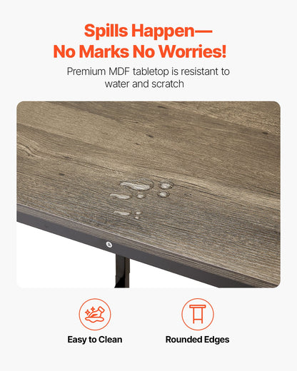 Bar Table, Sturdy Metal Frame High Top Pub Table, Small Kitchen Dining, Cocktail Coffee Counter Bar Height Desk, Easy to Assemble, 24x24x36 in, for Living Room Party, Rustic Brown and Black