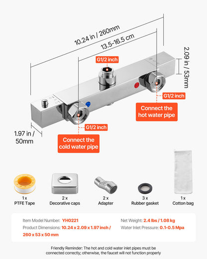 Termostatisk duschkranventil, 38℃ säkert lås termostatisk duschkranventil, varm- och kallvattenduschkranar temperaturreglerventiler för badrum, husbil, hotell, två hål och kromsilver