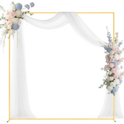 Arch Backdrop Stand, 2 x 2 m, Stable Structure, Easy Assembly, Square Gold Metal Arch Backdrop Stand for Wedding, Birthday Party, Graduation, Holiday Celebration, and Ceremony Decoration