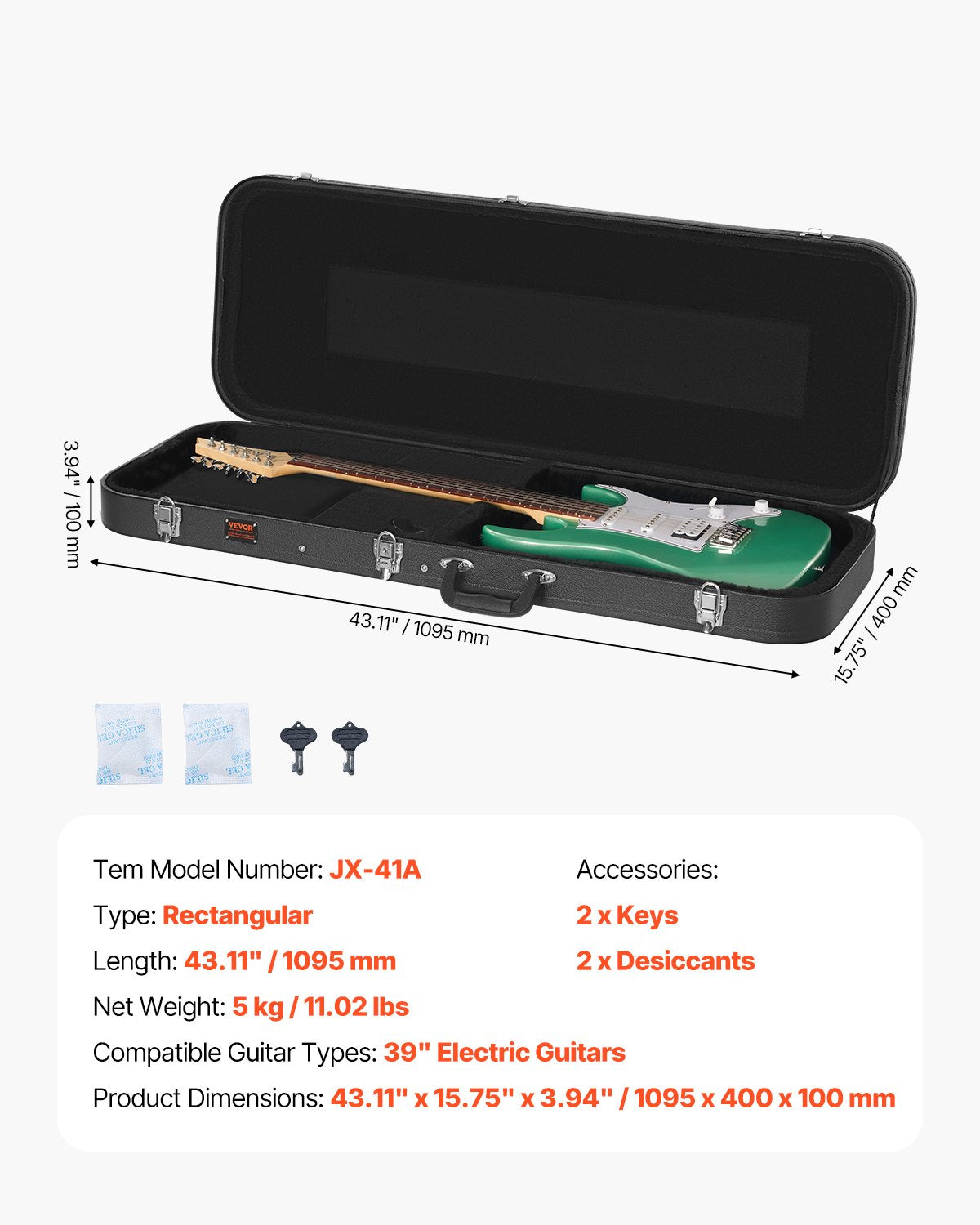 Electric Guitar Hard Case 1095 mm (43.11 in) With Lock And Key for Electric Guitar