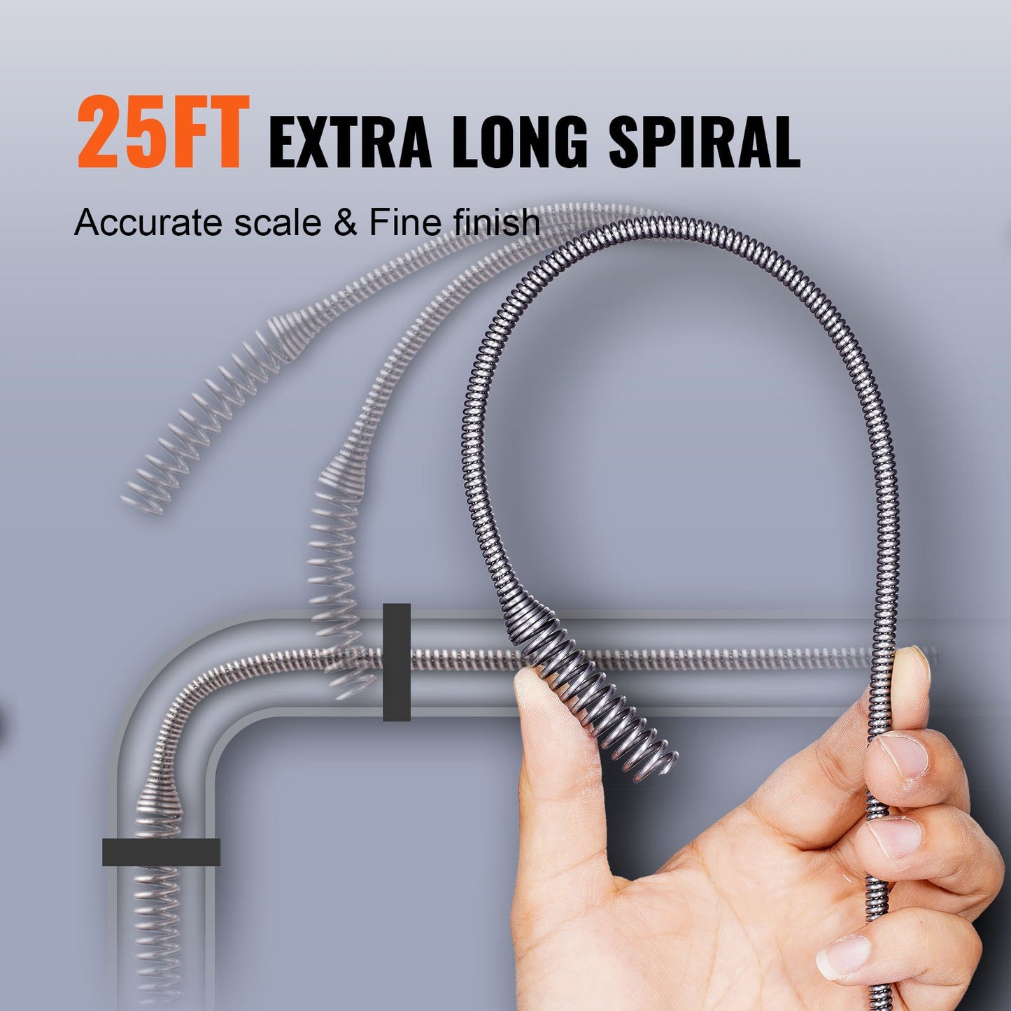 Drain Auger 762 cm, Plumbing Snake Auto Feed, Plumbers Snake with Drill Attachment, Pipe Snake Drain Clog Remover for Kitchen Bathroom Shower Sink with Protective Hose and Gloves