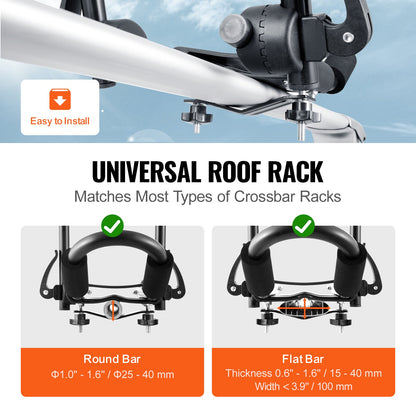 Kayak Roof Rack 1 Pair J-Bar, Soft Roof Rack Quick Folding, Top Mount Tie Down, Carrier for kayak, Surf Board, Canoe, SUP, Ski Board, Mount on Car, SUV, Truck, 1 Kayak