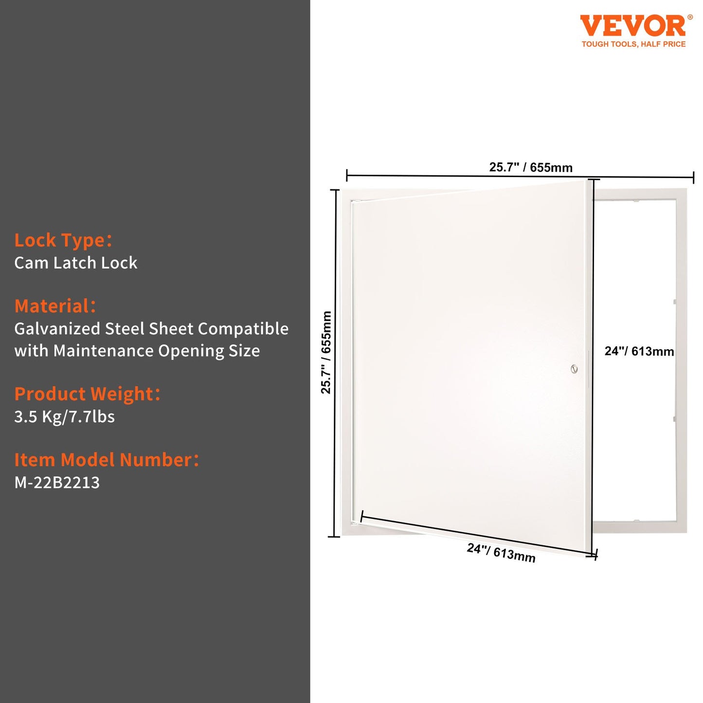 Access Panel for Drywall & Ceiling, 24 x 24 Inch Plumbing Access Panels, Reinforced Access Door, Heavy-Duty Steel Wall Hole Cover, Easy Install Removable Hinged Panel for Wiring & Cables, Silver
