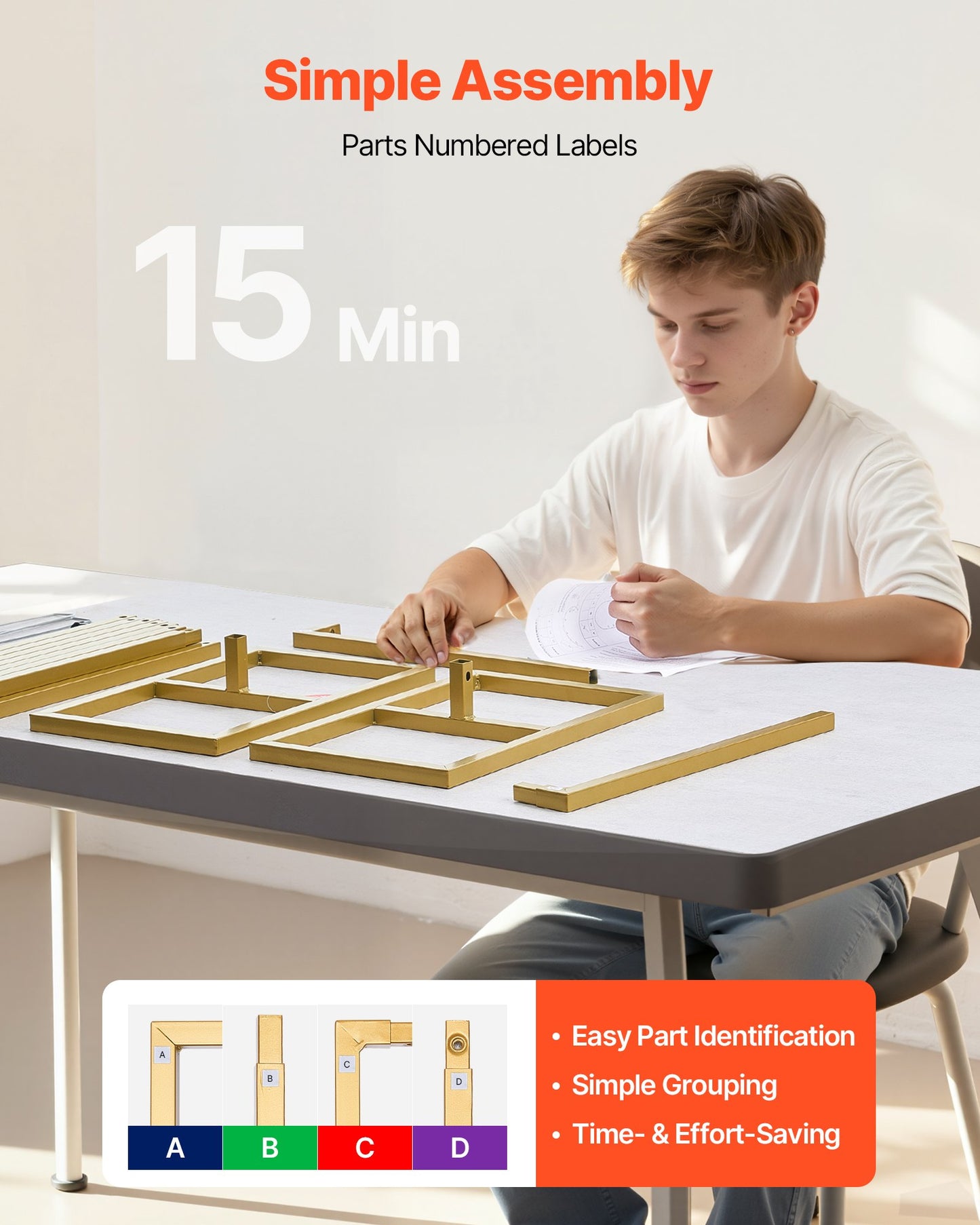 Arch Backdrop Stand, 2.4 x 2.4 m, Stable Structure, Easy Assembly, Square Gold Metal Arch Backdrop Stand for Wedding, Birthday Party, Graduation, Holiday Celebration, and Ceremony Decoration