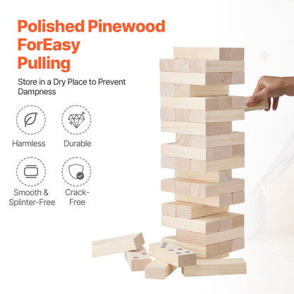 Tumbling Timber Toy, 54 Blocks Large Tumble Tower Blocks Game, Pine Wood Tumbling Tower Game with Carry Bag and Scoreboard, Wooden Stacking Game, Tumble Tower Family Games for Indoor/Outdoor
