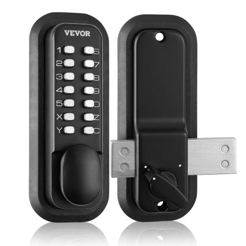 Mechanical Keyless Entry Door Lock, 14 Digit Keypad, Outdoor Gate Door Locks Set with Surface-mounted Latch, Water-proof Zinc Alloy, Keypad and Knob, Easy to Install, for Garden, Yard, Garage