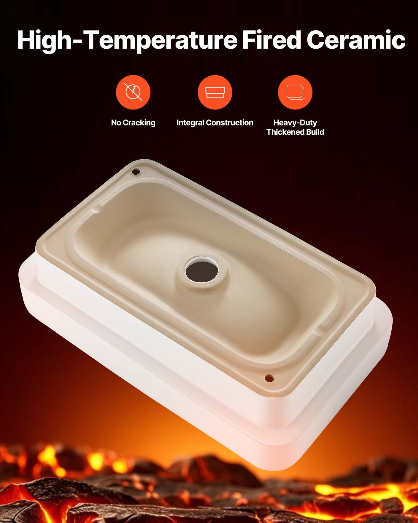 Halvt infällt handfat, 490 x 305 mm rektangulärt vitt keramiskt handfat med 45 mm avloppshål, nedsänkbart modernt toalettställ med badkarsfat, rektangulärt för badrum med litet utrymme