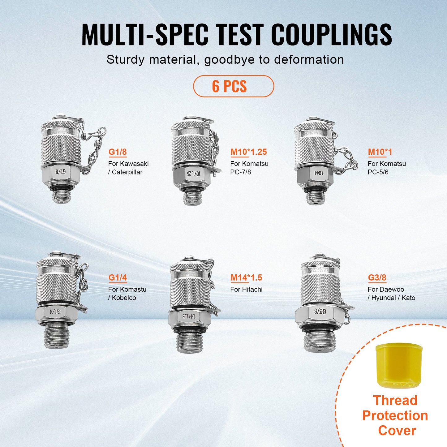 Hydraulic Pressure Test Kit, 250/400/600bar, 3 Gauges 6 Test Couplings 3 Test Hoses, Excavator Hydraulic Test Gauge Set with Portable Carrying Case for Excavator Tractors Construction Machinery