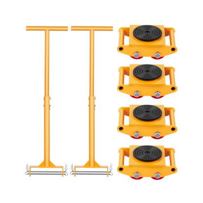 Machine Skate, 6T Machinery Skate Dolly, 13228 lbs Machinery Moving Skate, Machinery Mover Skate with 360° Rotation Cap and PU Directional Rollers, Heavy Duty Industrial Moving Equipment, Yellow