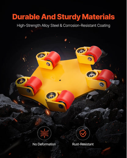 Maskinskridsko, 8800 lbs maskinflyttskridsko, maskinflyttskridsko med 360° rotationslock och PU-svänghjul, kraftig industriell maskinflyttskridsko med handtag för lager, verkstad