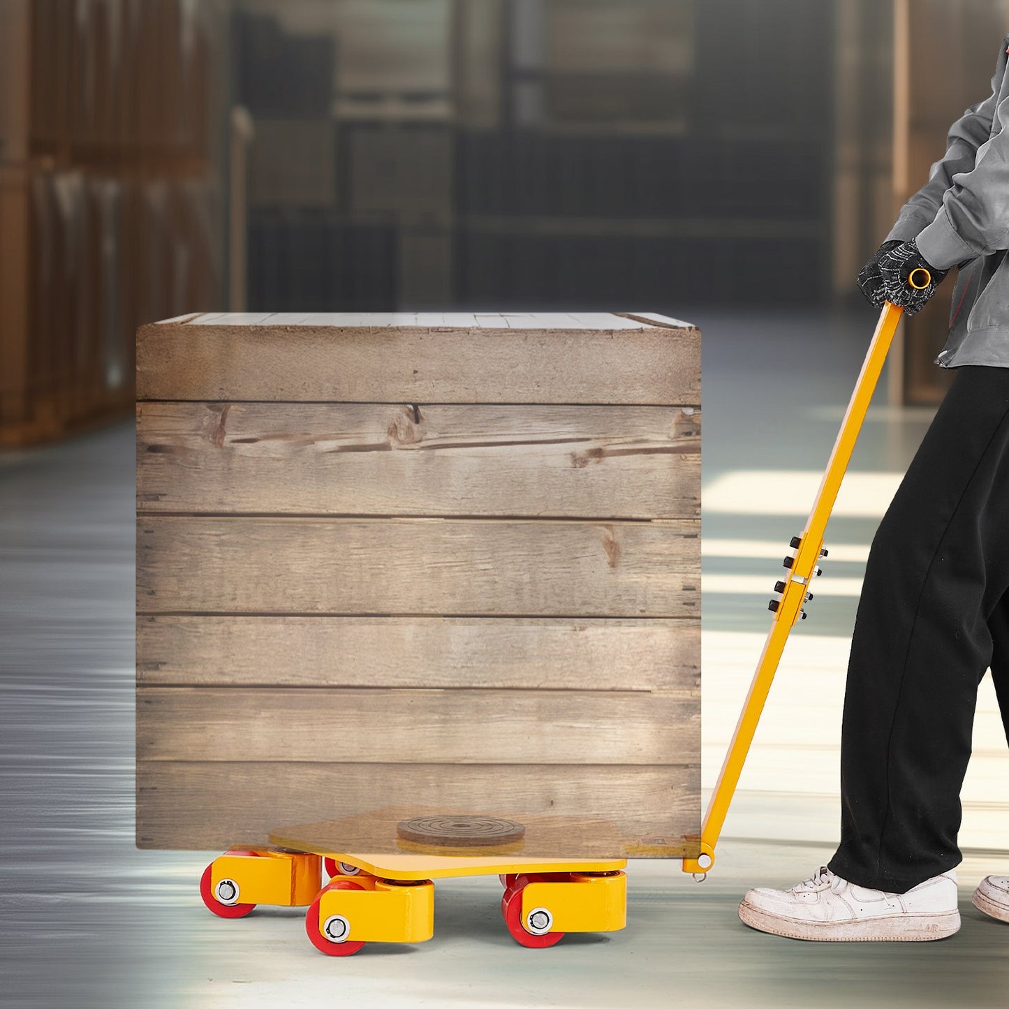 Maskinskridsko, 8800 lbs maskinflyttskridsko, maskinflyttskridsko med 360° rotationslock och PU-svänghjul, kraftig industriell maskinflyttskridsko med handtag för lager, verkstad