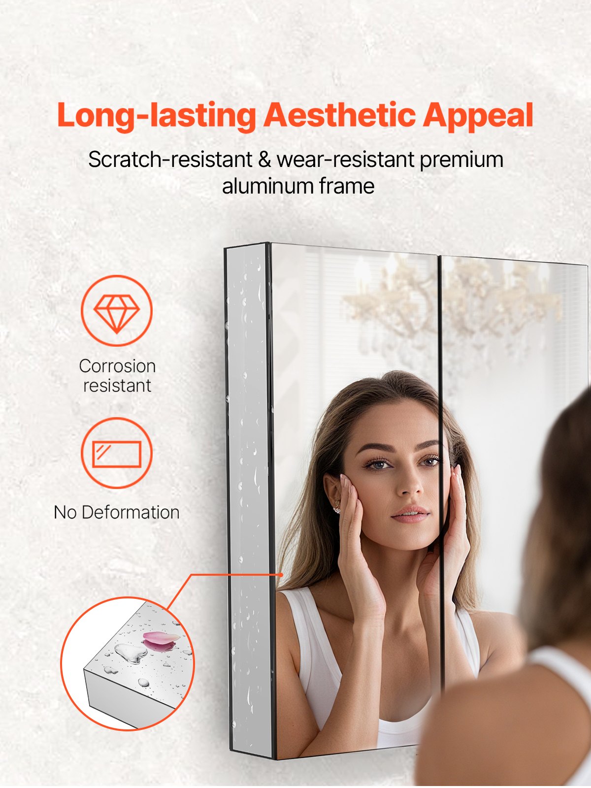 Medicine Cabinet, 26 x 30 inch, Medicine Cabinet for Bathroom with Mirror, Aluminum Frame Bathroom Wall Cabinet, 2-layer Adjustable Shelves, Recessed & Wall-mounted Installation