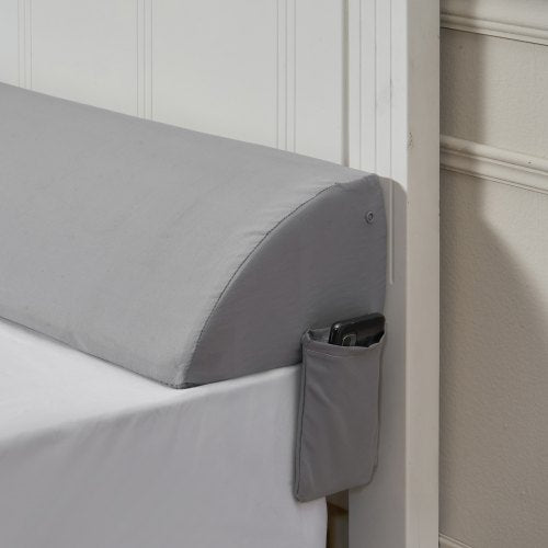 Bed Wedge Pillow for Headboard, 1829 x 255 x 152 mm Bed Gap Filler, Fill 0-178mm Gap Between Headboard and Mattress, 25D Foam Mattress Wedge Headboard Pillow with Side Pocket, for Backrest, Gray