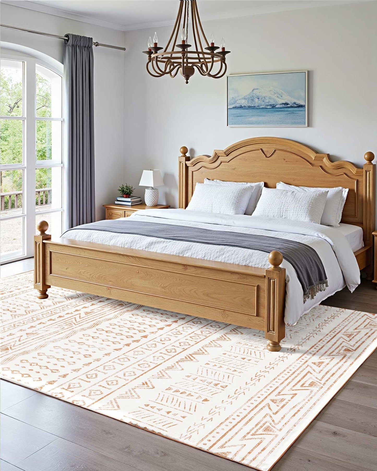 Matta, 1,5 x 2,1 m stor tvättbar matta, halkfri och rivtålig mjuk heltäckningsmatta, husdjurs- och barnvänliga moderna mattor, inomhusmatta för sovrum, kontor, vardagsrum, barnrum, entré, beige