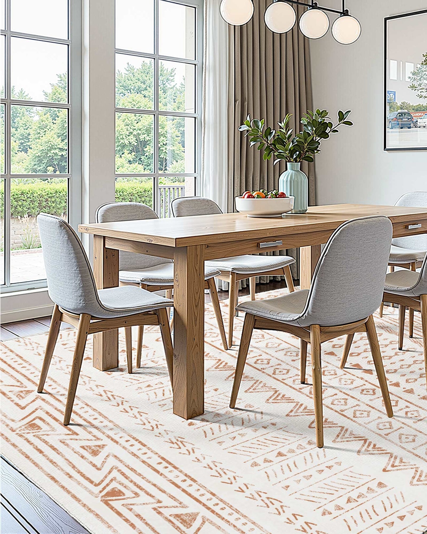 Matta, 1,5 x 2,1 m stor tvättbar matta, halkfri och rivtålig mjuk heltäckningsmatta, husdjurs- och barnvänliga moderna mattor, inomhusmatta för sovrum, kontor, vardagsrum, barnrum, entré, beige