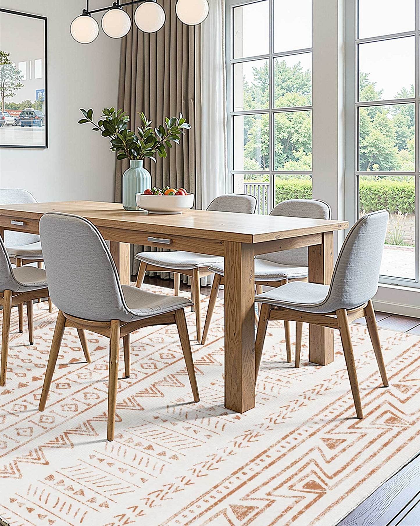 Area Rug, 5 x 8 ft Large Washable Rug, Non-Slip and Tear-Resistant Soft Carpet, Pet & Child Friendly Modern Area Rugs, Indoor Mat for Bedroom, Office, Living Room, Kids Room, Entryway, Beige