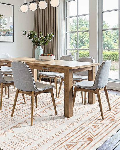 Area Rug, 5 x 8 ft Large Washable Rug, Non-Slip and Tear-Resistant Soft Carpet, Pet & Child Friendly Modern Area Rugs, Indoor Mat for Bedroom, Office, Living Room, Kids Room, Entryway, Beige