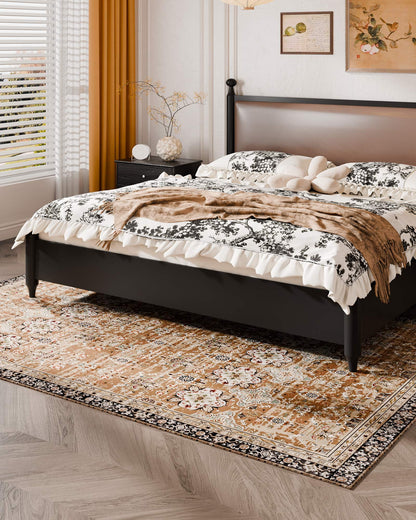 Matta, 1,8 x 2,7 m stor tvättbar matta, halkfri och rivtålig mjuk heltäckningsmatta, husdjurs- och barnvänliga vintagemattor, inomhusmatta för sovrum, vardagsrum, barnrum, entré, brungrön