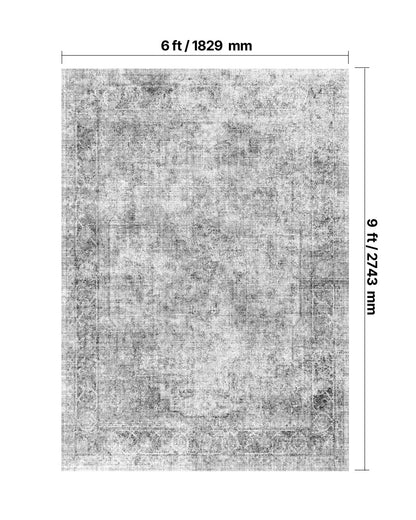Area Rug, 6 x 9 ft Large Washable Boho Rug, Non-Slip and Tear-Resistant Soft Carpet, Pet & Child Friendly Bohemian Area Rugs, Indoor Mat for Bedroom, Living Room, Kids Room, Entryway, Gray