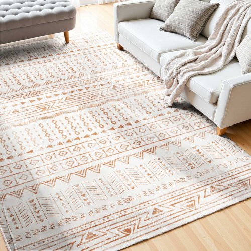 Area Rug, 6 x 9 ft Large Washable Rug, Non-Slip and Tear-Resistant Soft Carpet, Pet & Child Friendly Modern Area Rugs, Indoor Mat for Bedroom, Office, Living Room, Kids Room, Entryway, Beige