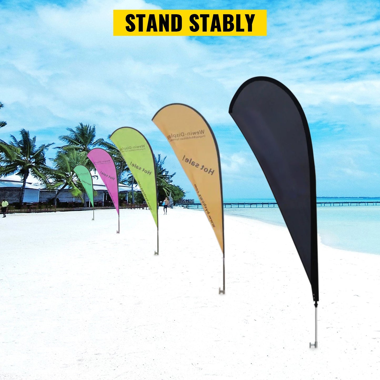 Reklamflaggstång, 10 x fjäderflaggpaket med markspett, 16 fot vindlösa flaggstångsset med markmonteringsstång, 6 st Swooper-flaggstångskit, skyltflagga för företagsbutiker