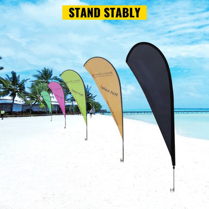 Reklamflaggstång, 10 x fjäderflaggpaket med markspett, 16 fot vindlösa flaggstångsset med markmonteringsstång, 6 st Swooper-flaggstångskit, skyltflagga för företagsbutiker