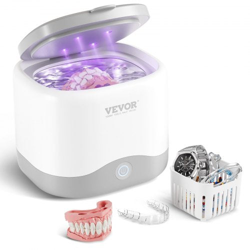 Sonic Cleaner for Dentures, 200ML Retainer Cleaner Machine, 30W Cleaning Machine for Dental, Retainer, Aligner, Braces, Mouth Guards, Toothbrush Head, Shaver Head, Jewelry