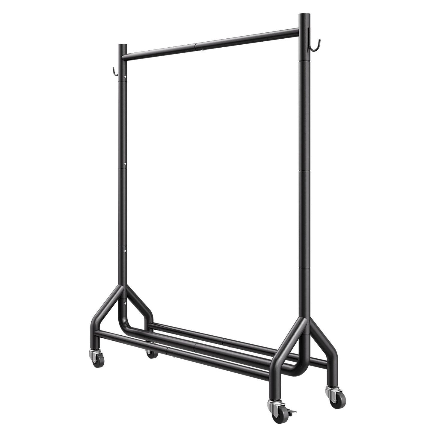 Clothes Rack, Rolling Clothing Garment Rack with Hanging Rod and Side Hooks, 90 kg Load Capacity, Heavy Duty Carbon Steel Clothing Racks with Wheels, Ideal for Bedroom, Laundry, Living Room