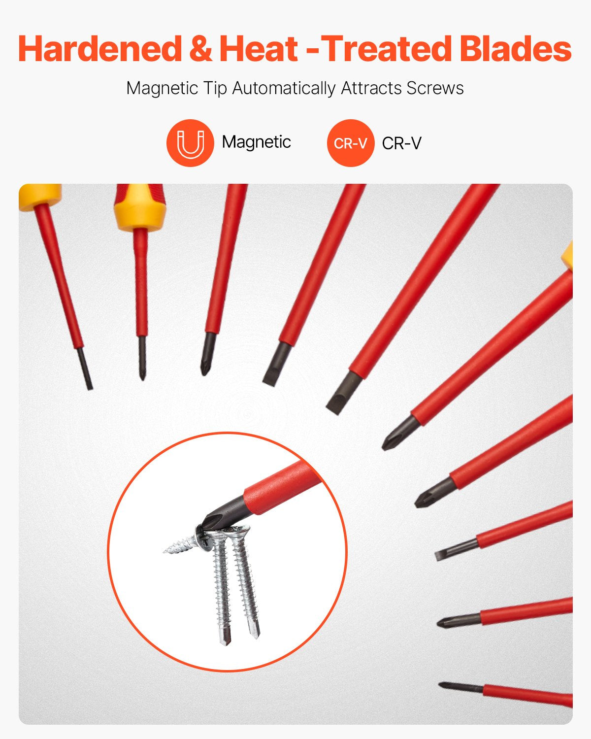 Insulated Screwdriver Set, 11-Piece Professional Electrical Screwdriver Set, 1000V Insulated Electrician Tool Set, with Magnetic Phillips Slotted Pozi Tips, Voltage Tester, for Electricians