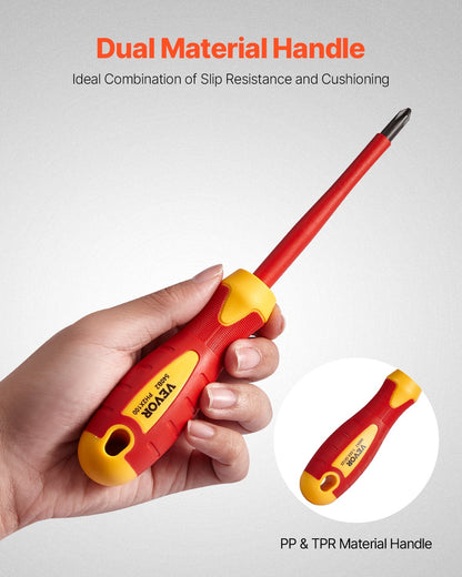 Insulated Screwdriver Set, 11-Piece Professional Electrical Screwdriver Set, 1000V Insulated Electrician Tool Set, with Magnetic Phillips Slotted Pozi Tips, Voltage Tester, for Electricians