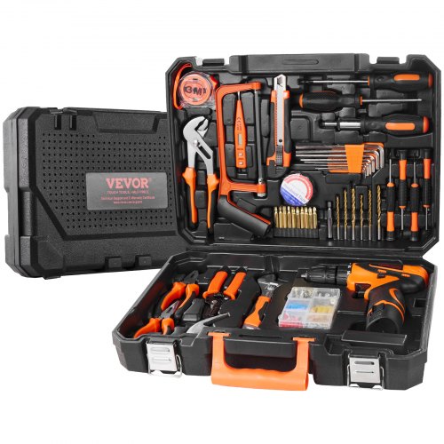 Tool Kit, 146 Piece General Household Hand Tool Set, with Electric Drill and Portable Tool Storage Case, High-Quality Steel, for Home Maintenance, DIY Projects, and Automotive Repair