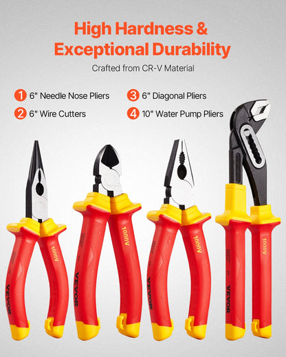 Insulated Screwdriver Set, 12-Piece Professional Electrical Screwdriver Set, 1000V Insulated Electrician Tool Set, with Magnetic Phillips Slotted Tips, Insulated Pliers, and Diagonal Pliers