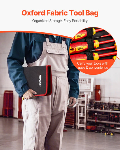 Insulated Screwdriver Set, 12-Piece Professional Electrical Screwdriver Set, 1000V Insulated Electrician Tool Set, with Magnetic Phillips Slotted Tips, Insulated Pliers, and Diagonal Pliers