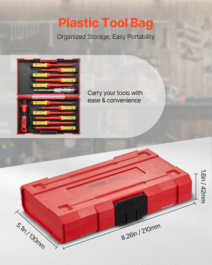 Isolerad skruvmejselsats, 13-delars professionell elektrisk skruvmejselsats, 1000V isolerad elektrikerverktygssats, med magnetiska Phillips-spetsar med spår och Pozi Torx-spetsar, skruvmejslar, för elektriker