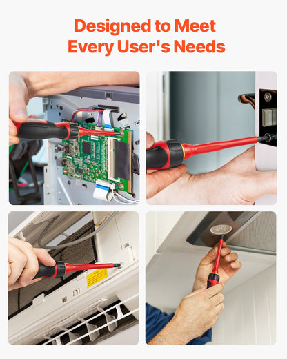 Isolerad skruvmejselsats, 13-delars professionell elektrisk skruvmejselsats, 1000V isolerad elektrikerverktygssats, med magnetiska Phillips-spetsar med spår och Pozi Torx-spetsar, skruvmejslar, för elektriker