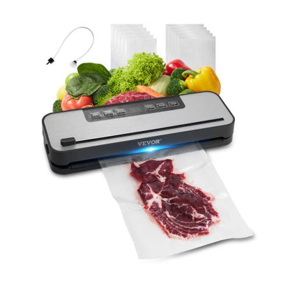Vacuum Sealer Machine, 60Kpa 100W Powerful Food Sealer, 5-in-1 Multi-Functional Food Vacuum Sealer, Automatic Air Sealing System with Built-in Cutter, 10 Vacuum Bags, Compact Design