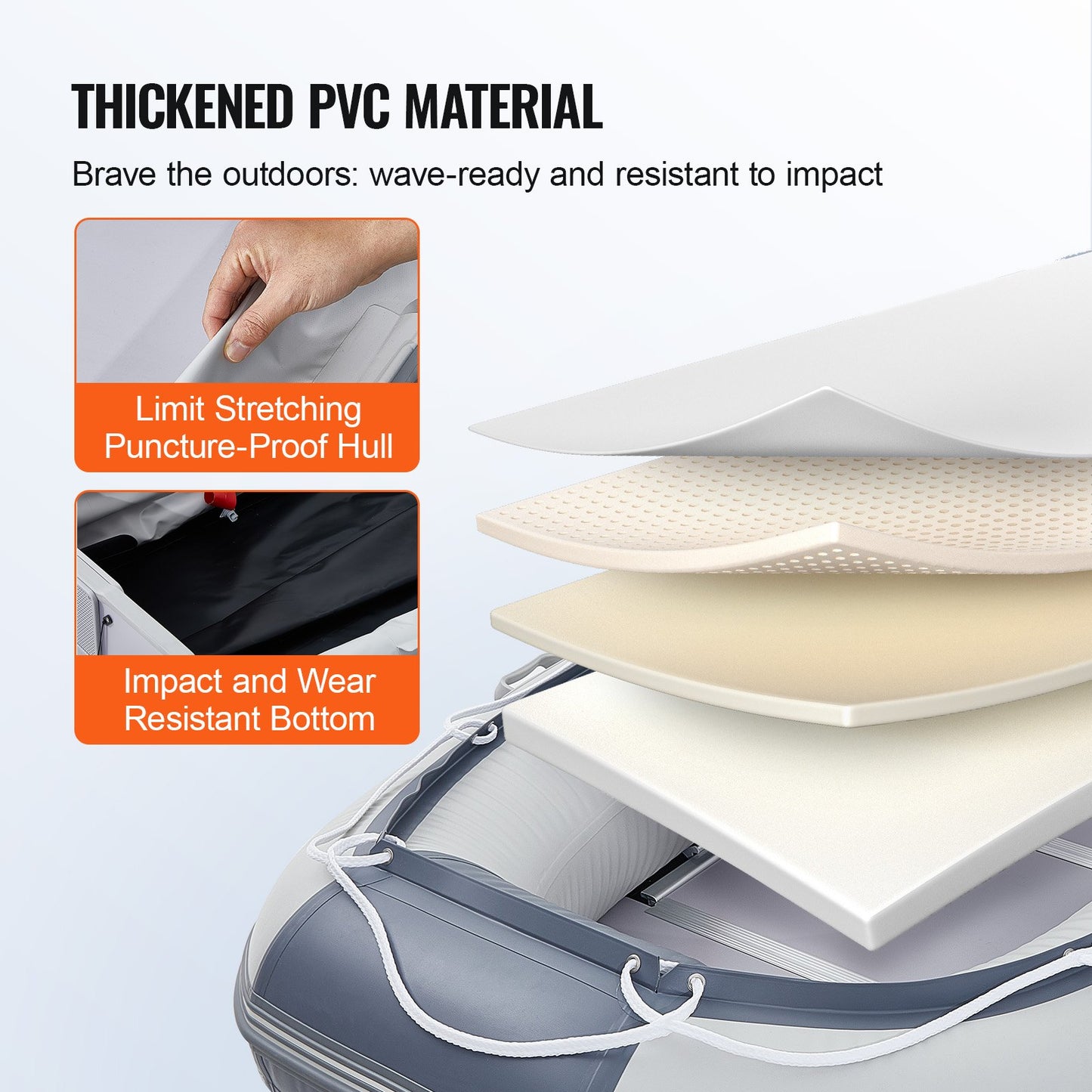 Inflatable Dinghy Boat, 6-Person Transom Sport Tender Boat, with Marine Wood Floor and Adjustable Aluminum Bench, 1500 lbs Inflatable Fishing Boat Raft, Aluminum Oars, Air Pump, and Carry Bag