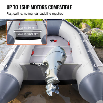 Inflatable Dinghy Boat, 6-Person Transom Sport Tender Boat, with Marine Wood Floor and Adjustable Aluminum Bench, 1500 lbs Inflatable Fishing Boat Raft, Aluminum Oars, Air Pump, and Carry Bag
