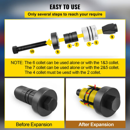 FlowerW Exhaust Pipe Expander Kit, Exhaust Pipe Stretcher Kit 1-5/8" to 4-1/4", Pipe Stretcher Kitfor Tail Pipe Tube with Storing Case, 7 Pcs Pipe Expander, Exhaust Stretcher