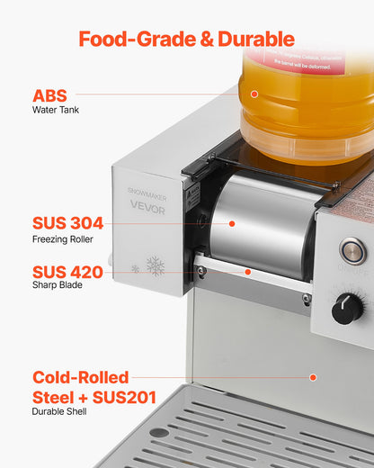 Snöflinge-ismaskin, 60 kg/24 timmar snöflinge-ismaskin, ismaskin med rostfritt stålblad, elektrisk snökonsmaskin med 1,8 liters tank, 90 sekunders snabb förkylning, för hemmet och små sammankomster