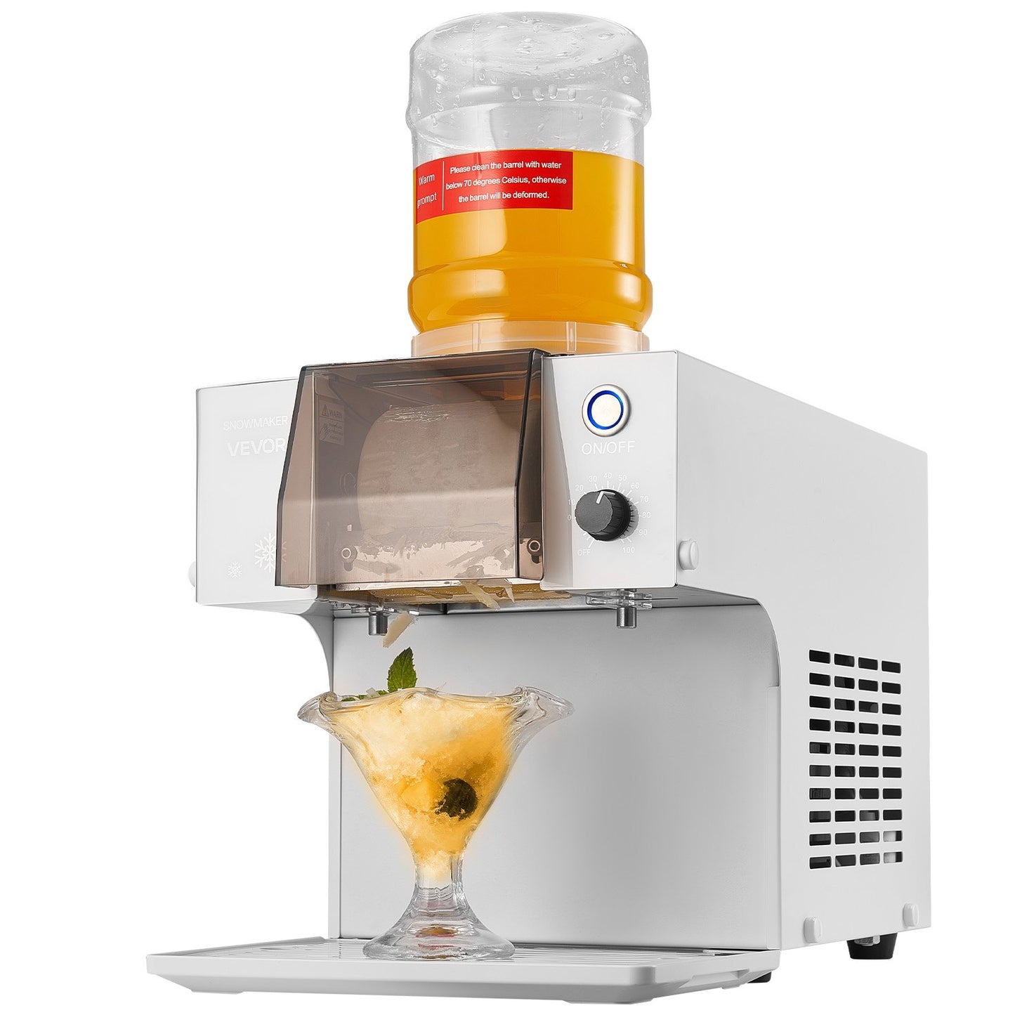 Snöflinge-ismaskin, 60 kg/24 timmar snöflinge-ismaskin, ismaskin med rostfritt stålblad, elektrisk snökonsmaskin med 1,8 liters tank, 90 sekunders snabb förkylning, för hemmet och små sammankomster