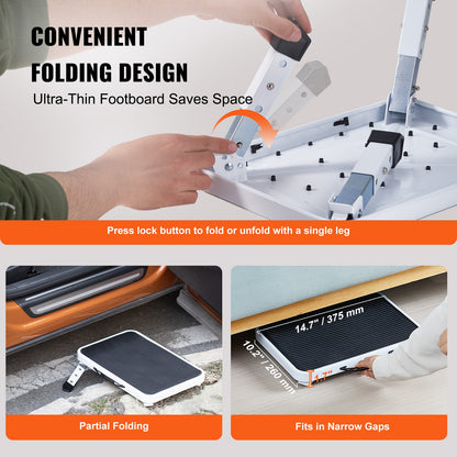 Step Stool 1-Step 150KG Capacity, Folding Steel Step Ladder 3 Adjustable Height, Portable Toddler Step Stools for Adults, Non-Slip Sturdy Step Ladders for Office, RVs, Pets, Bathrooms,Bedrooms