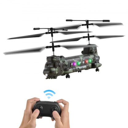 RC Helicopter, 2.4GHz Military Remote Control Helicopter, 3.5 Channel RC Airplane for Kid, 20 Mins Flight Time, One-Key Takeoff/Landing & LED Lights, Flying Plane Toys for Kids Ages 8 and up