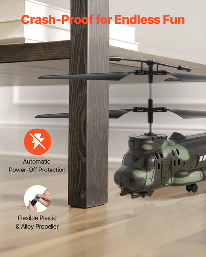 RC Helicopter, 2.4GHz Military Remote Control Helicopter, 3.5 Channel RC Airplane for Kid, 20 Mins Flight Time, One-Key Takeoff/Landing & LED Lights, Flying Plane Toys for Kids Ages 8 and up