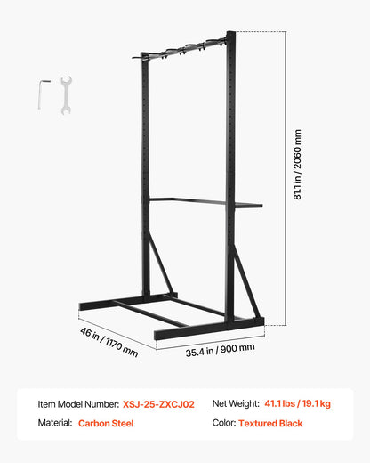 Cykelställ, 136 kg kapacitet för upp till 5 cyklar, fristående cykelförvaringsställ, vertikalt cykelställ i kolstål för hem, trädgård, garage, vardagsrum, cykelförvaringsställ för inomhus-/utomhuscyklar