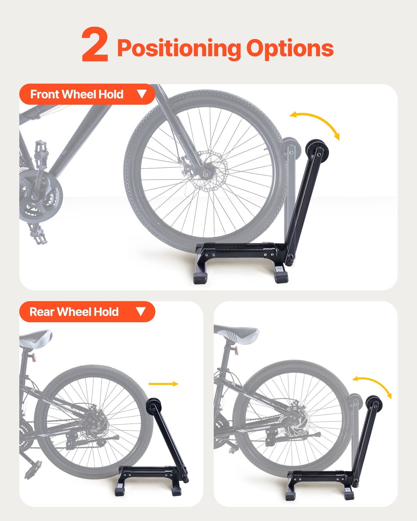 Bike Racks 2 Pack, Fits 508 to 736.6 mm Mountain & Road Bikes, Alloy Steel Rust-Resistant Bike Floor Stand Rack, Foldable Bicycle Stand for Entryway, Garage, Home Bikes Parking & Storage, Black