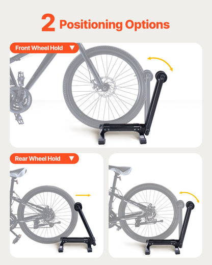 Bike Racks 2 Pack, Fits 508 to 736.6 mm Mountain & Road Bikes, Alloy Steel Rust-Resistant Bike Floor Stand Rack, Foldable Bicycle Stand for Entryway, Garage, Home Bikes Parking & Storage, Black