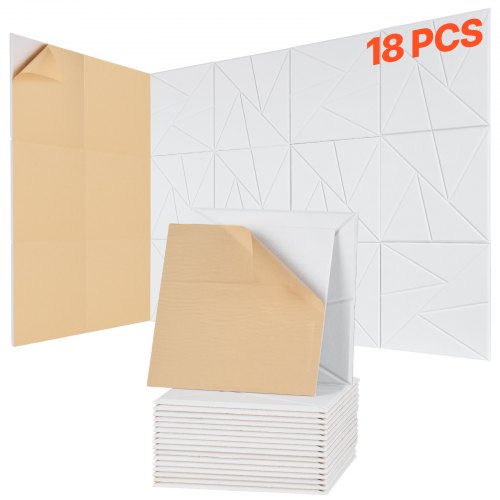 18-pack akustiska paneler med självhäftande material, 28 x 28 x 1,2 cm ljudisolerade skumpaneler, ljudisolerade väggpaneler av polyesterfiber med hög densitet, för hem, studio, kontor, teater, vit