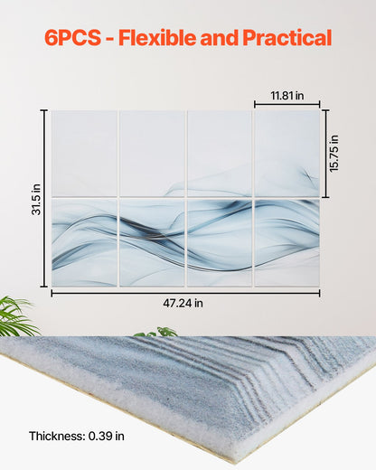 8 Pack Art Acoustic Panels, 47.24 x 23.62 x 0.4 inch Soundproof Wall Tiles, Self Adhesive Decorative Sound Dampening Absorbing Boards for Home, Office, Studio, Gaming Room,Theater,Simplicity